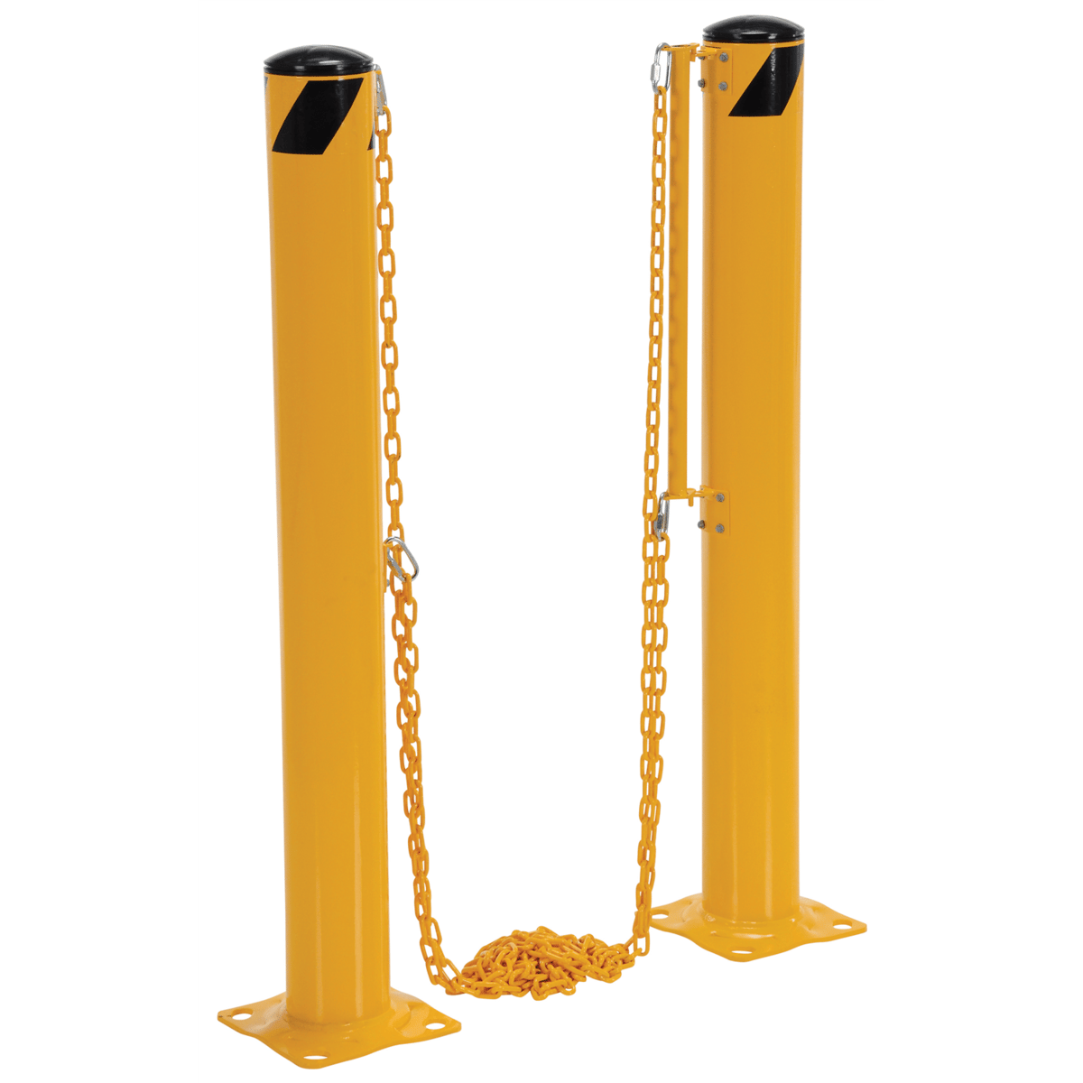 Vestil Steel Dock Chain Barrier Bollard 4.5 In. Diameter Yellow DCBB-42-4.5