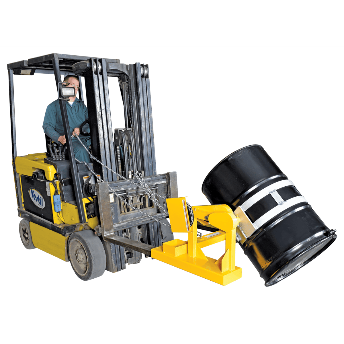 Vestil Steel Fork Truck Drum Carrier/Rotator For Steel Drums 55 Gallon 1500 Lb. Yellow DCR-205-15