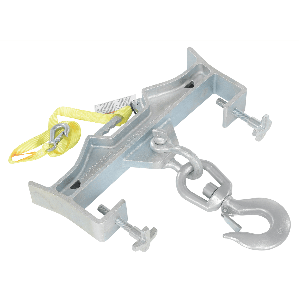 Vestil Steel Double Swivel Hoist Optioning Hook 3In x 23In x 21-5/8In 10000 Lb. Silver D-FORK-10-SL