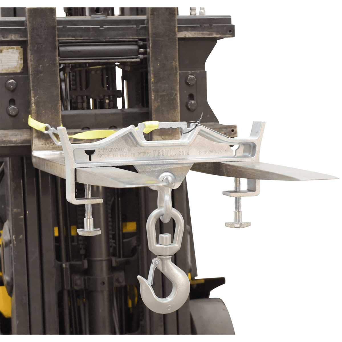 Vestil Steel Double Swivel Hoist Optioning Hook 3In x 23In x 21-5/8In 10000 Lb. Silver D-FORK-10-SL