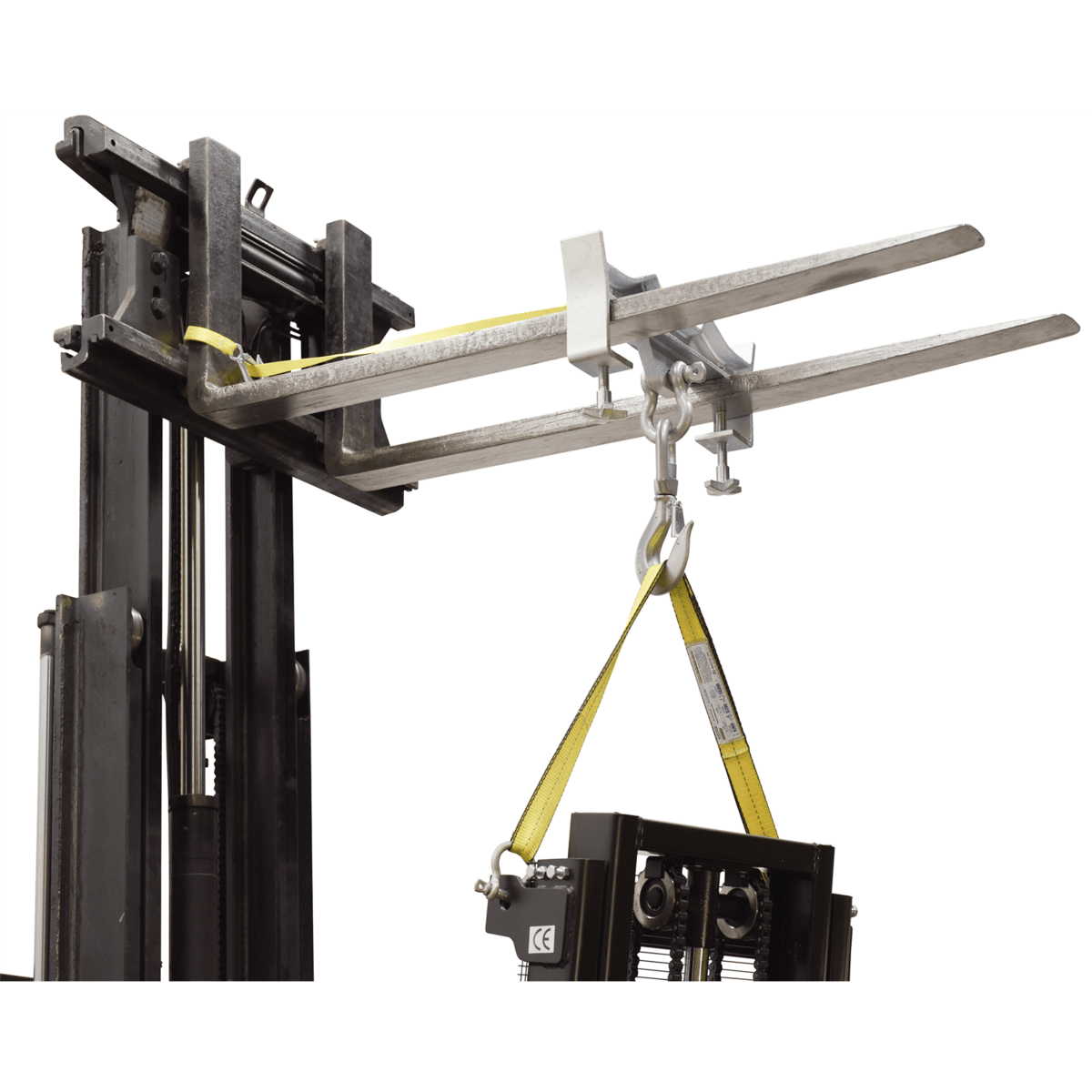 Vestil Steel Double Swivel Hoist Optioning Hook 3In x 23In x 21-5/8In 10000 Lb. Silver D-FORK-10-SL