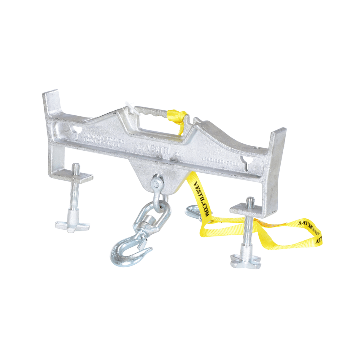 Vestil Steel Double Swivel Hoist Optioning Hook 2In x 23-3/16In x 14-1/2In 4000Lb Silver D-FORK-4-SL