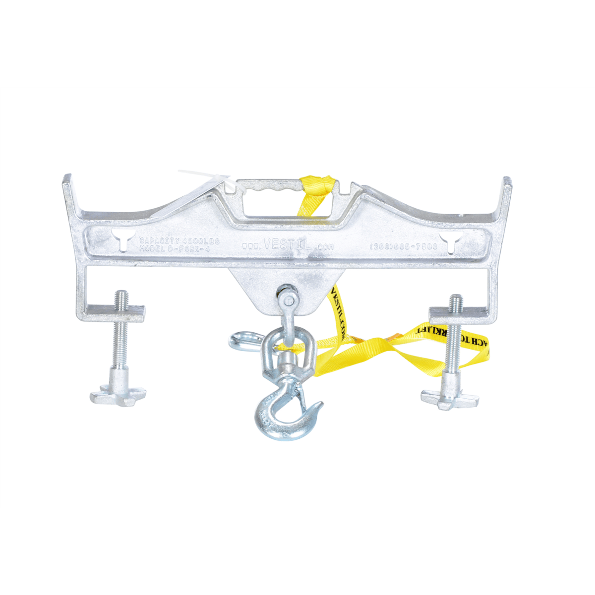 Vestil Steel Double Swivel Hoist Optioning Hook 2In x 23-3/16In x 14-1/2In 4000Lb Silver D-FORK-4-SL
