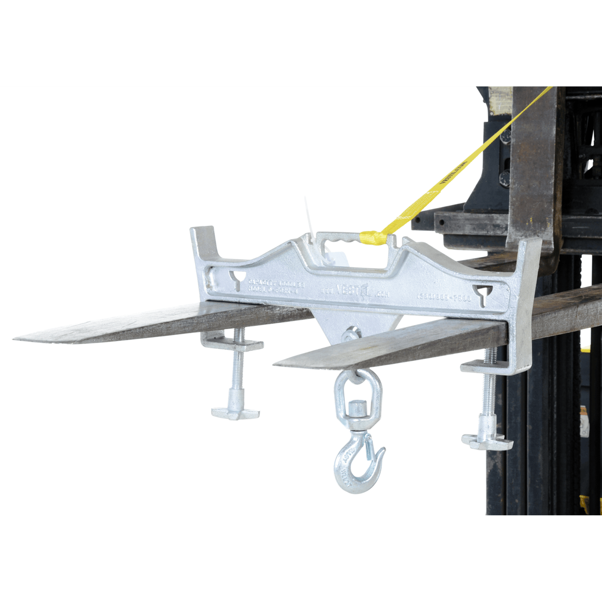 Vestil Steel Double Swivel Hoist Optioning Hook 2In x 23-3/16In x 14-1/2In 4000Lb Silver D-FORK-4-SL
