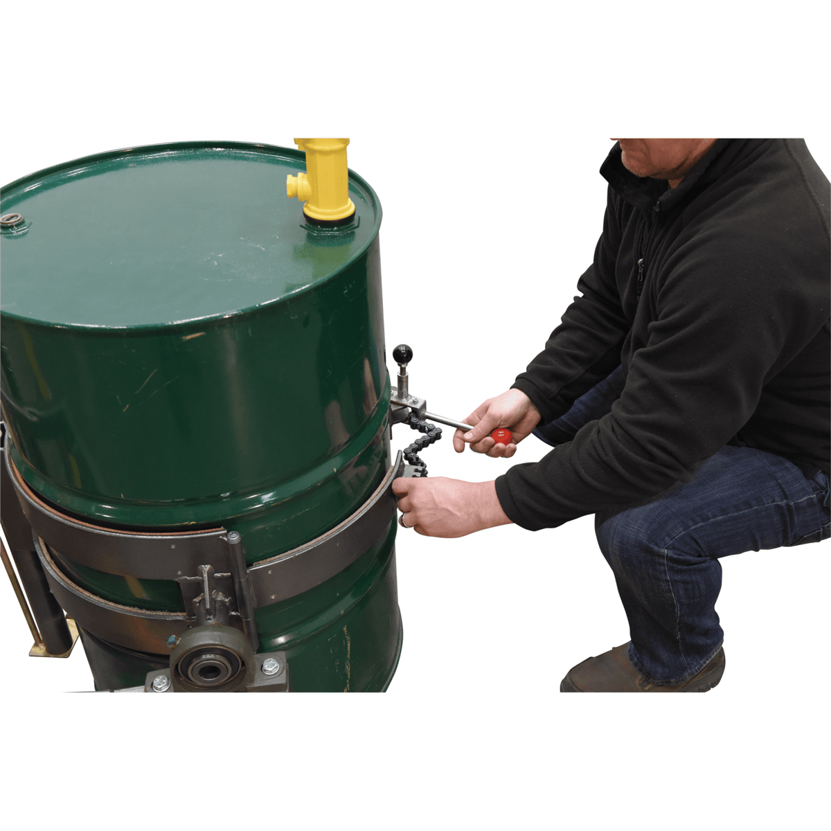 Vestil Steel Economy Portable Drum Lifter/Rotator/Transporter 44Inx40Inx82In 550LbYellow DRUM-LRT-EC