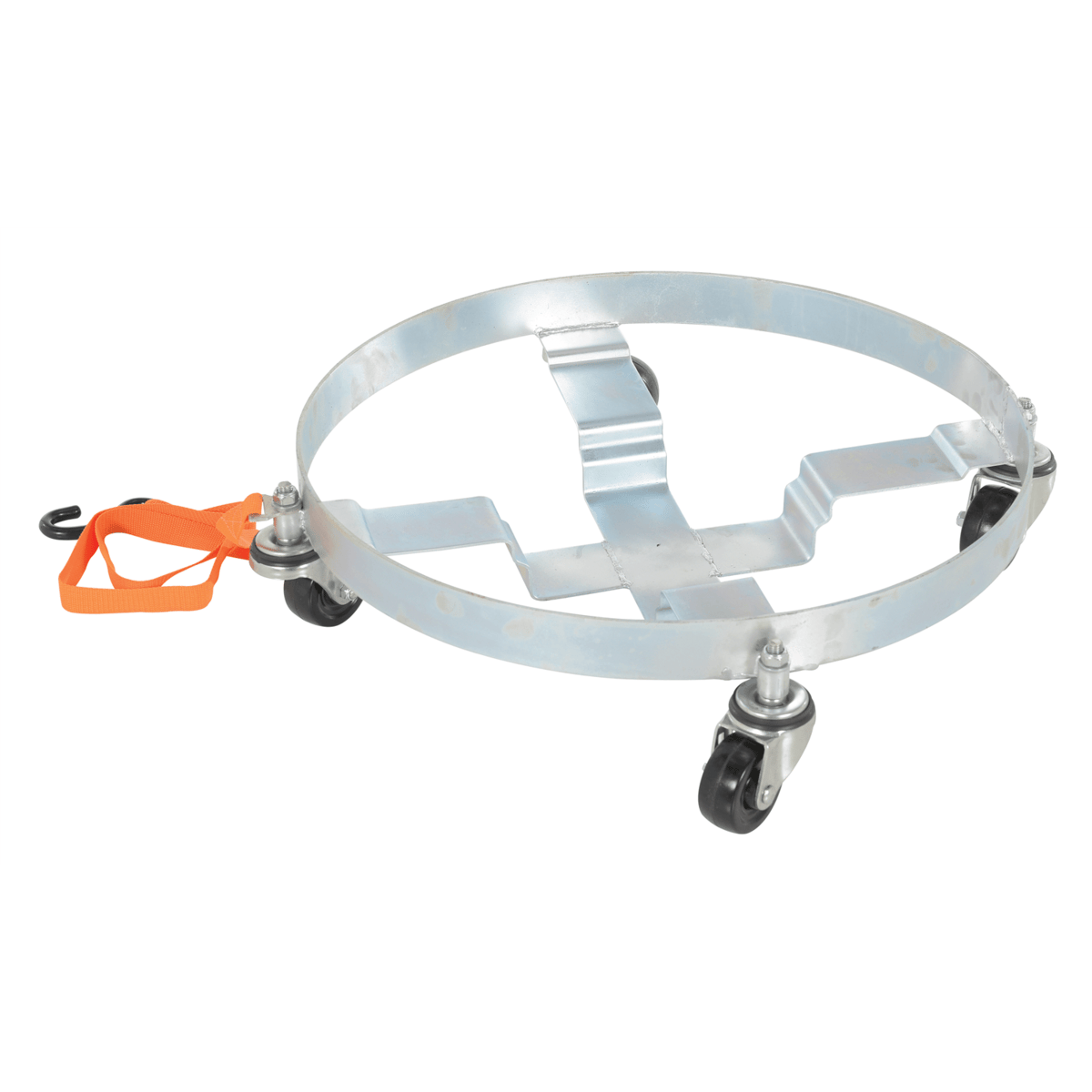 Vestil Steel Multipurpose Drum Dolly 30-7/8 In. x 30-7/8 In. x 6-1/4 In. 900 Lb. Silver DRUM-QUAD-H