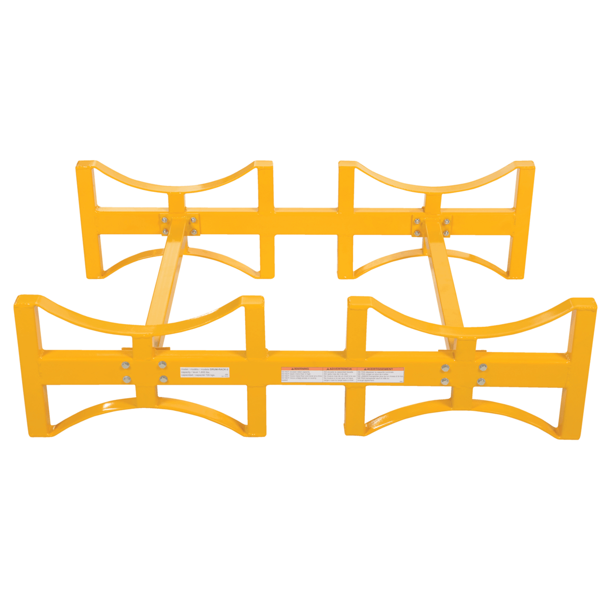 Vestil Steel Stackable Drum Rack 2 Drum 55 Gal 29-7/8Inx45-1/2Inx12-3/4In 1600Lb Yellow DRUM-RACK-2