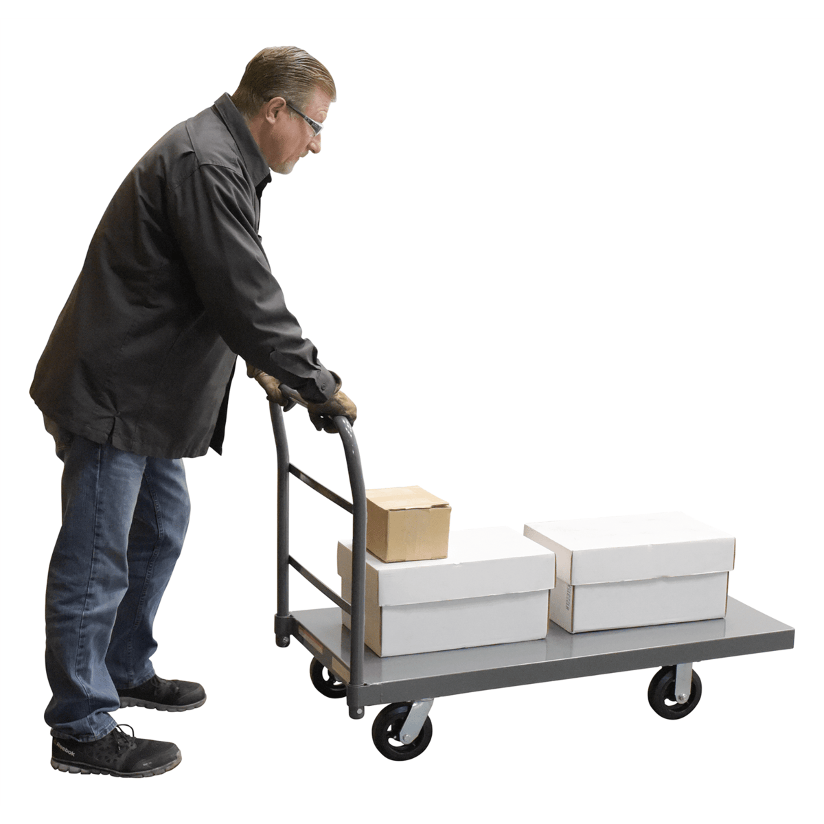 Vestil Steel Smooth Deck Platform Truck 24 In. x 48 In. 2000 Lb. Capacity Black ECSPT-2448
