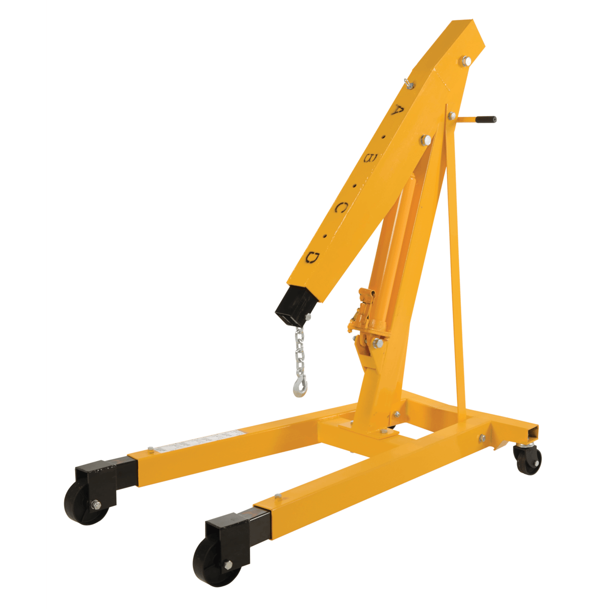 Vestil Steel Shop Crane Engine Hoist with Telescopic Legs 6000 Lb. Capacity Yellow EHN-60-T