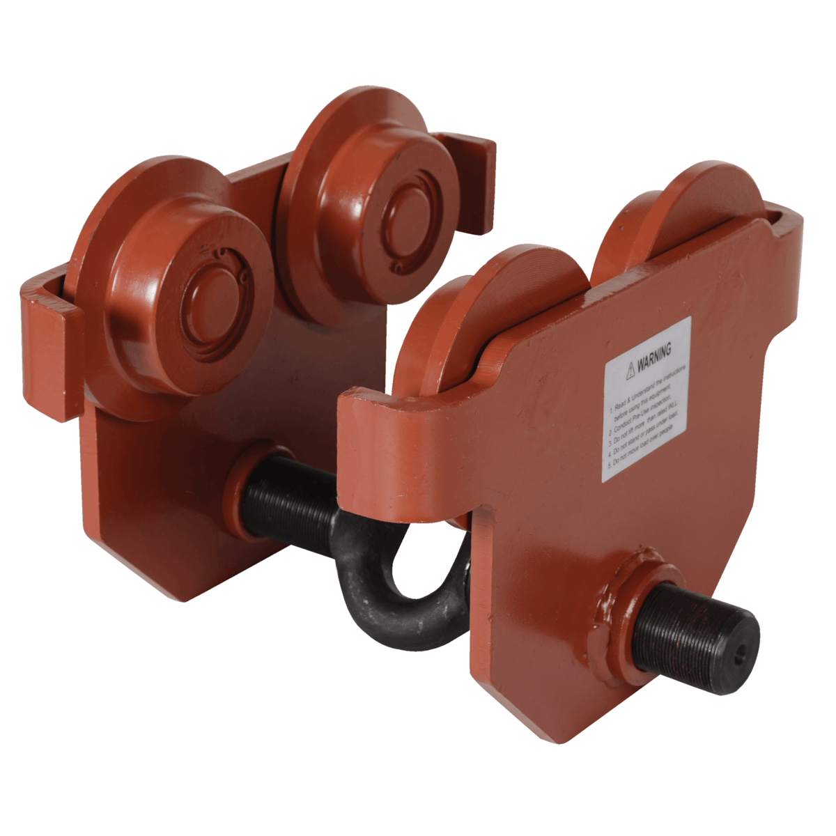 Vestil Steel Push Eye Manual Trolley 4000 Lb. Capacity Orange E-MT-4