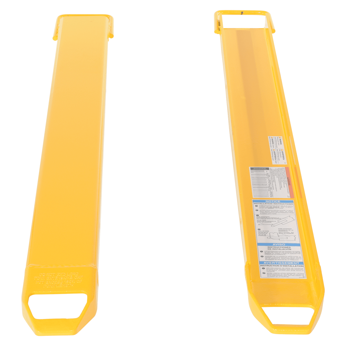 Vestil Fork Extensions 5 In. x 63 In. 5000 Lb. Capacity Yellow FE-5-63