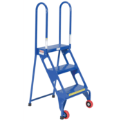Vestil Steel Folding Ladder with Wheels 3 Step 350 Lb. Capacity Blue FLAD-3