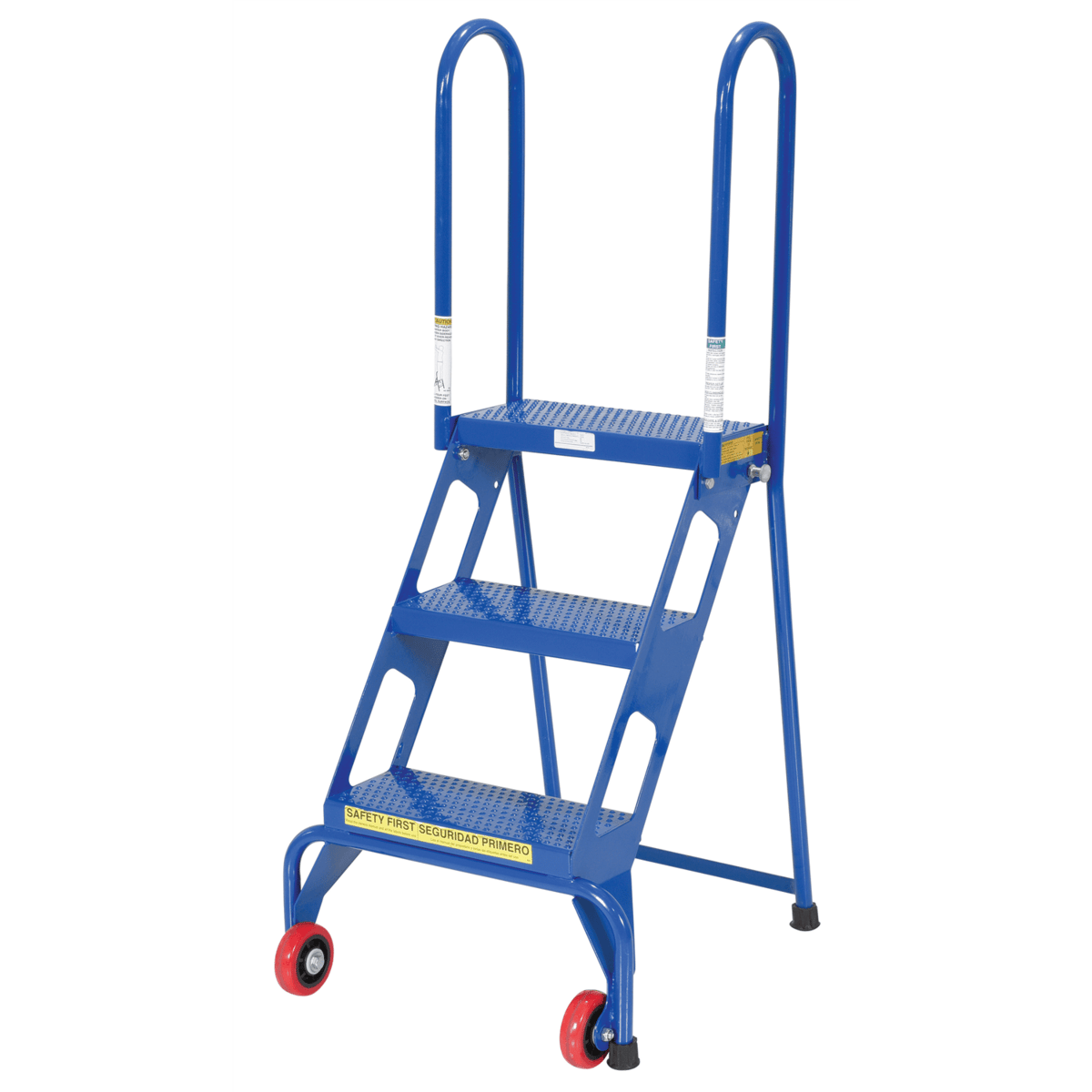Vestil Steel Folding Ladder with Wheels 3 Step 350 Lb. Capacity Blue FLAD-3