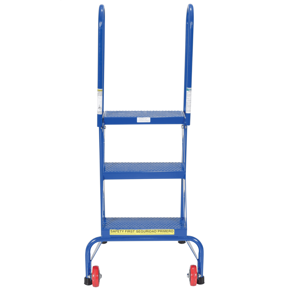 Vestil Steel Folding Ladder with Wheels 3 Step 350 Lb. Capacity Blue FLAD-3