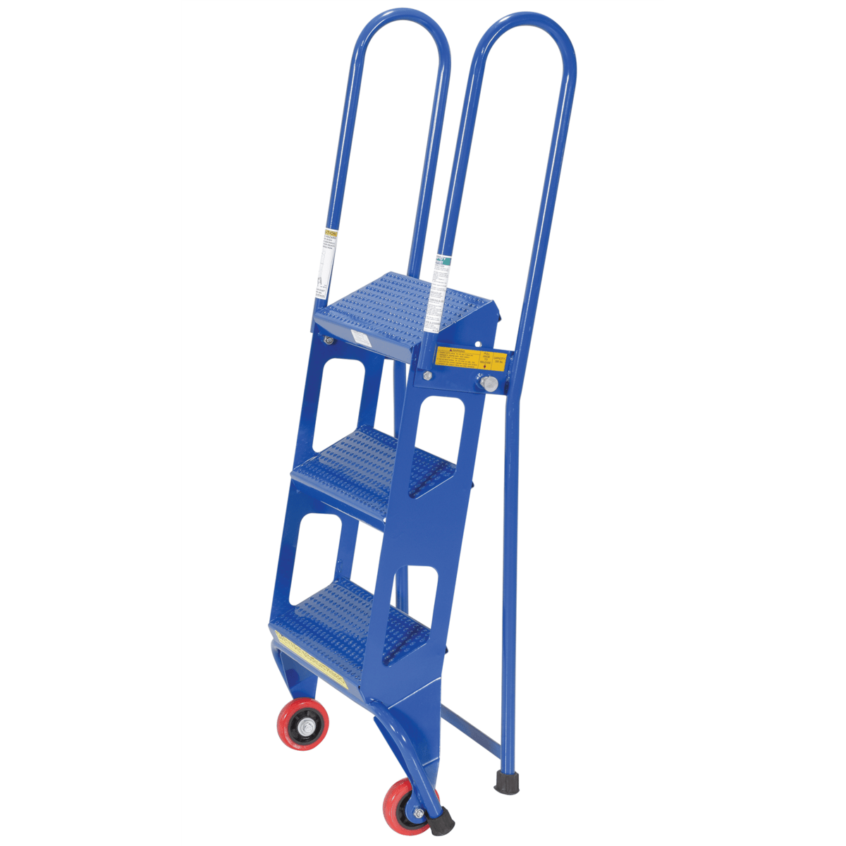 Vestil Steel Folding Ladder with Wheels 3 Step 350 Lb. Capacity Blue FLAD-3