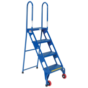 Vestil Steel Folding Ladder with Wheels 4 Step 350 Lb. Capacity Blue FLAD-4