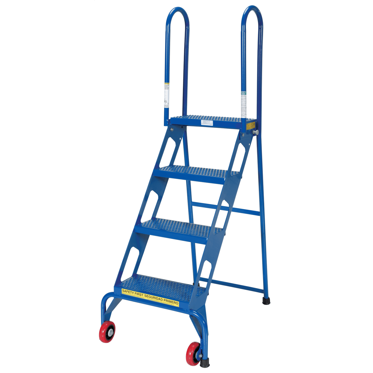 Vestil Steel Folding Ladder with Wheels 4 Step 350 Lb. Capacity Blue FLAD-4