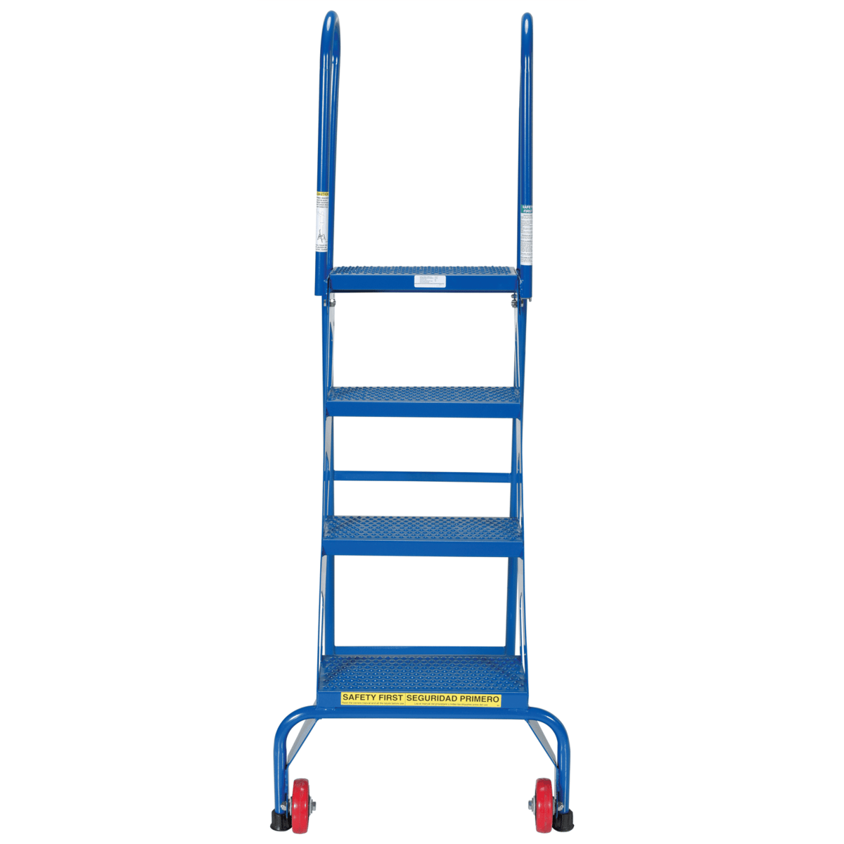 Vestil Steel Folding Ladder with Wheels 4 Step 350 Lb. Capacity Blue FLAD-4