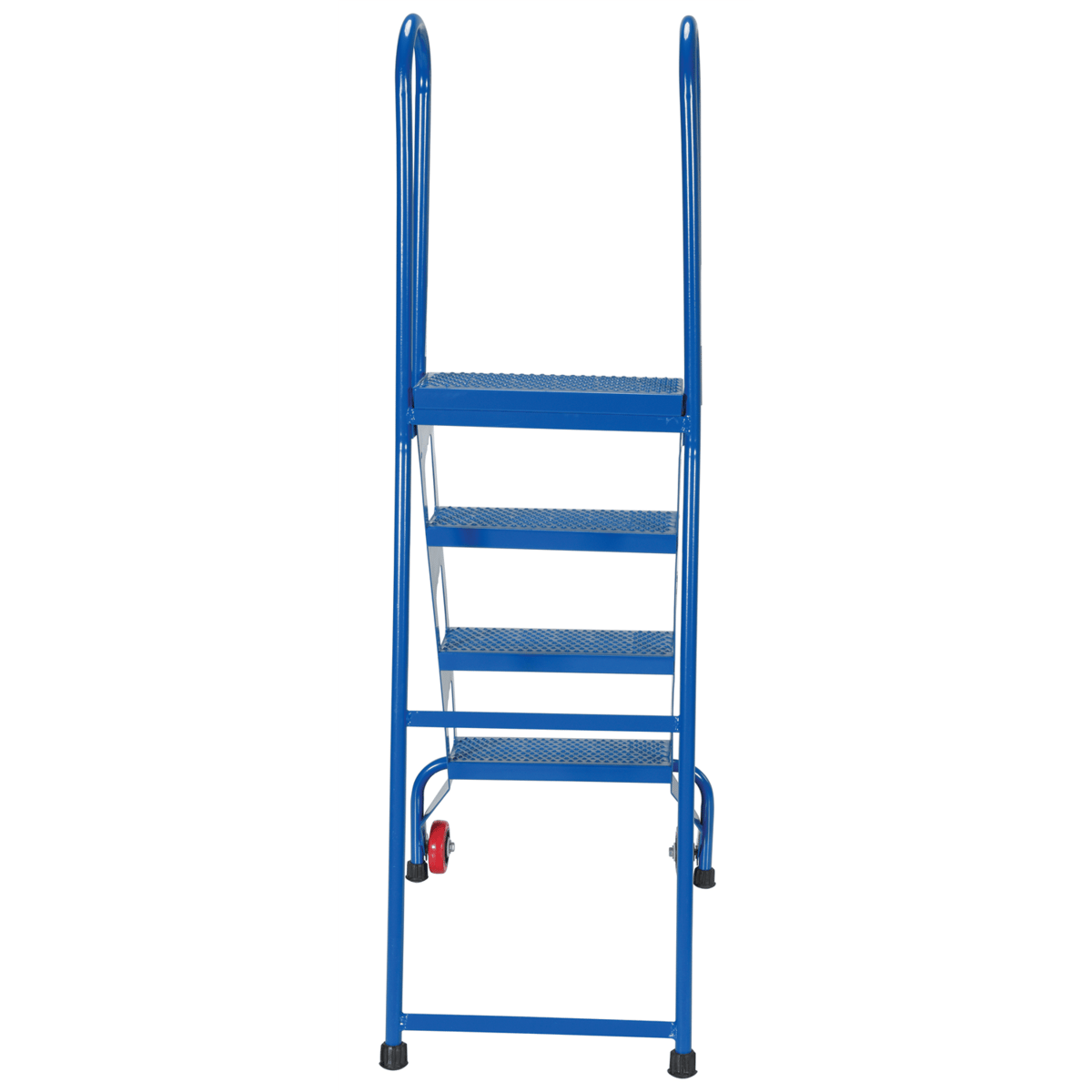 Vestil Steel Folding Ladder with Wheels 4 Step 350 Lb. Capacity Blue FLAD-4