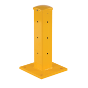 Vestil Steel Rigid Tube Post 1-1/2Ft For 3 Ribbed Drop In Style Guard Rails Yellow GR-F3R-DI-TP18-YL