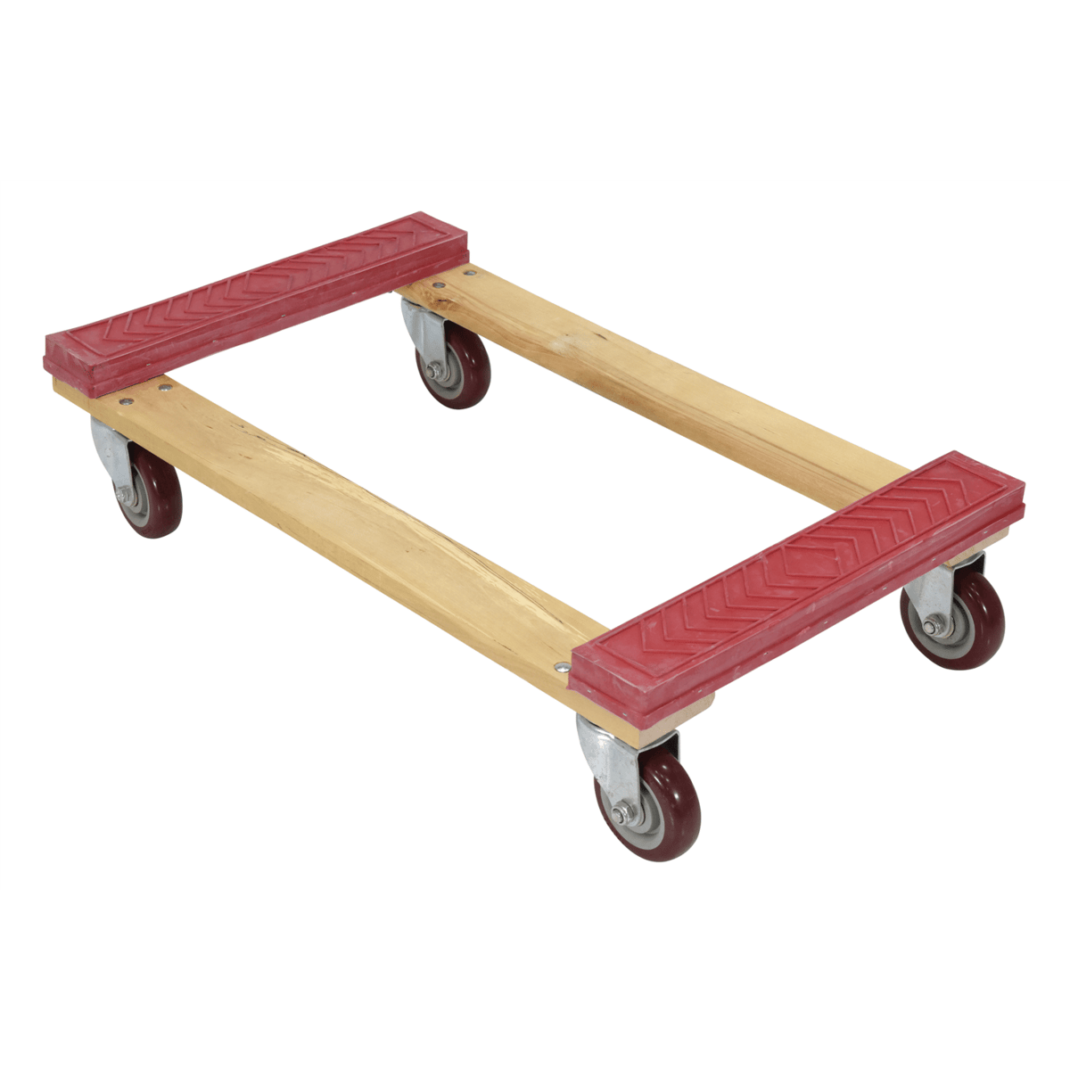 Vestil Hardwood Dolly Rubber Ends 30 In. x 18 In. x 7 In. 1200 Lb. Capacity Tan HDOR-1830-12