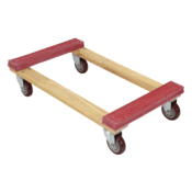Vestil Hardwood Dolly Rubber Ends 30 In. x 18 In. x 7 In. 1200 Lb. Capacity Tan HDOR-1830-12