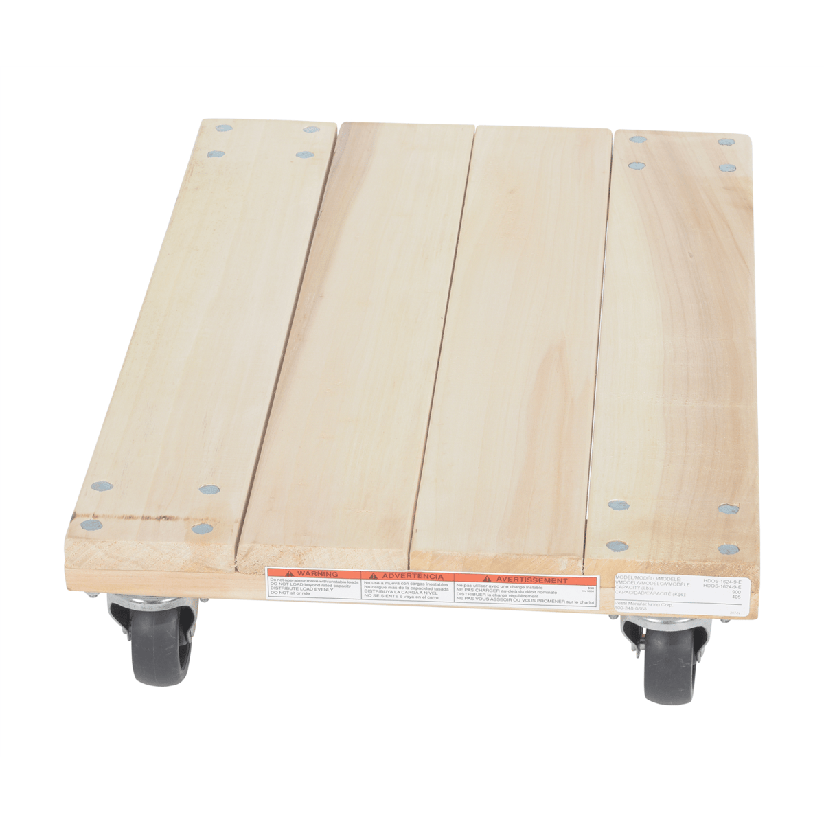 Vestil Poplar Solid Deck Dolly 24 In. x 16 In. x 5-1/4 In. 900 Lb. Capacity Tan HDOS-1624-9-E