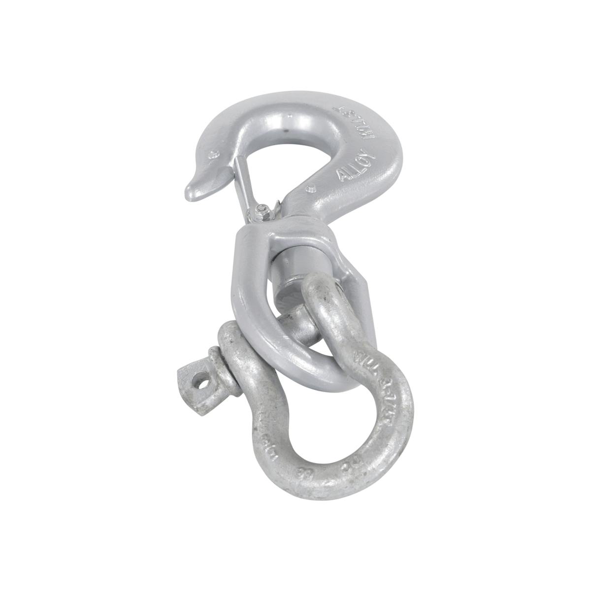 Vestil Steel Swivel Hook with Shackle 6000 Lb. Capacity Silver HOOK-S-6