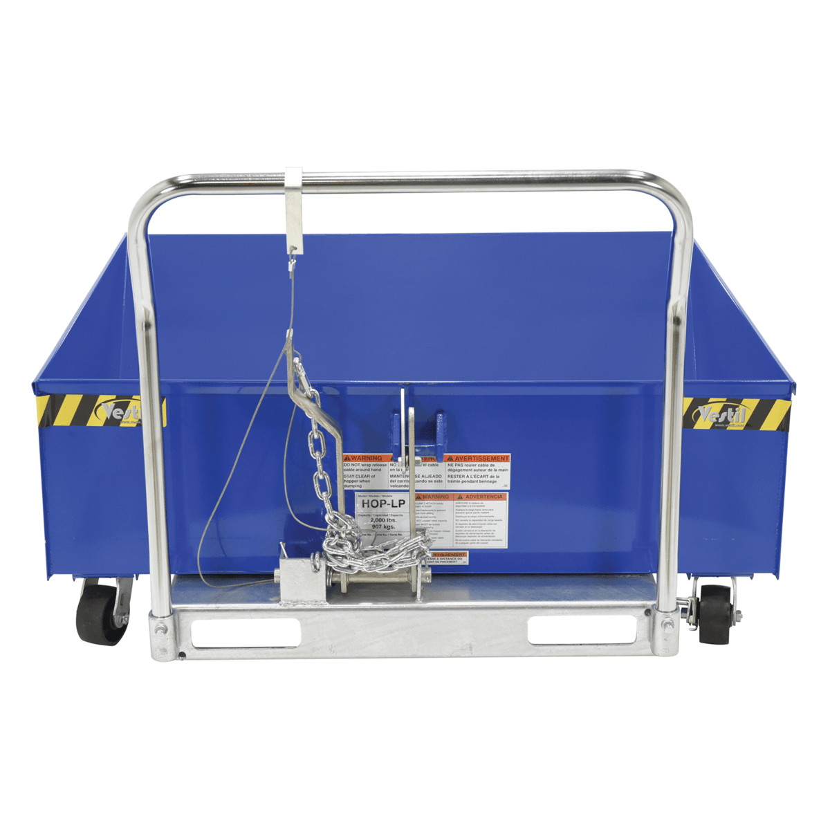 Vestil Steel Low Profile Parts Hopper 1/2 Cubic Yd. 2000 Lb. Capacity Blue HOP-LP