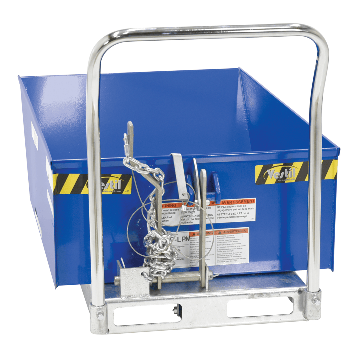 Vestil Steel Low Profile Parts Hopper 1/3 Cubic Yd 2000 Lb Capacity Blue HOP-LP-N