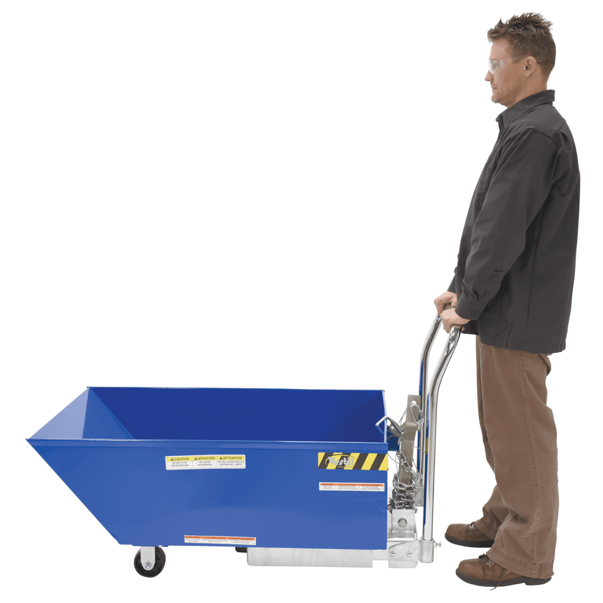 Vestil Steel Low Profile Parts Hopper 1/3 Cubic Yd 2000 Lb Capacity Blue HOP-LP-N