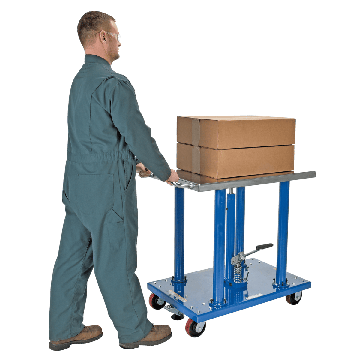 Vestil Steel Hydraulic Post Table 24 In. x 36 In. 2000 Lb. Capacity Blue HT-20-2436A