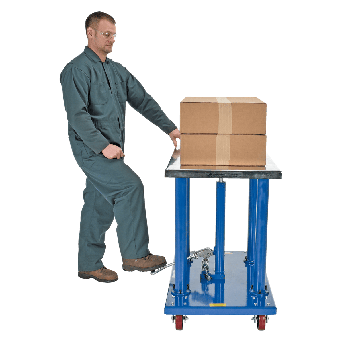 Vestil Steel Hydraulic Post Table 24 In. x 36 In. 2000 Lb. Capacity Blue HT-20-2436A