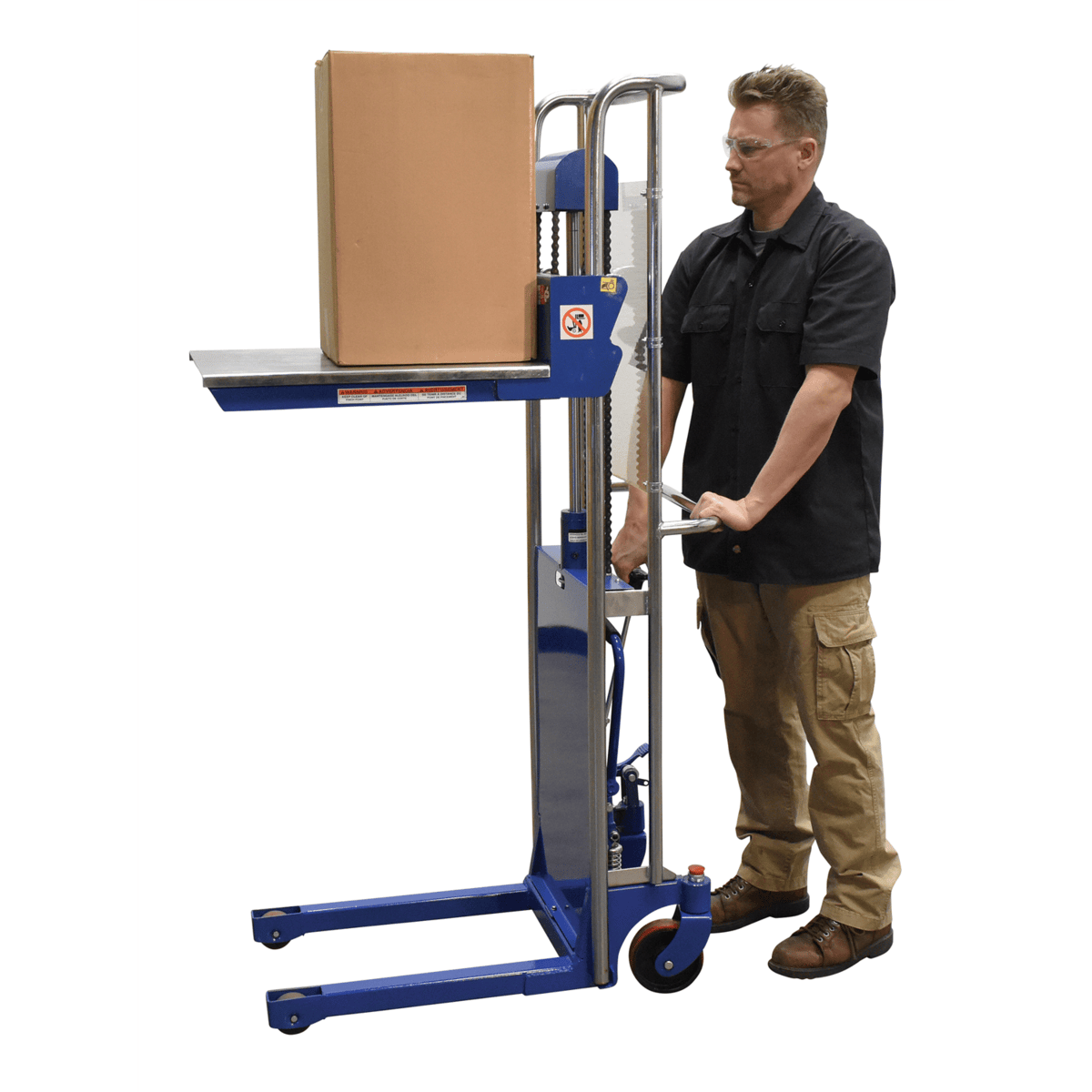 Vestil Steel Portable Foot Pump Hetti-Lift 41 In. x 69 In. 880 Lb. Capacity Blue HYD-10