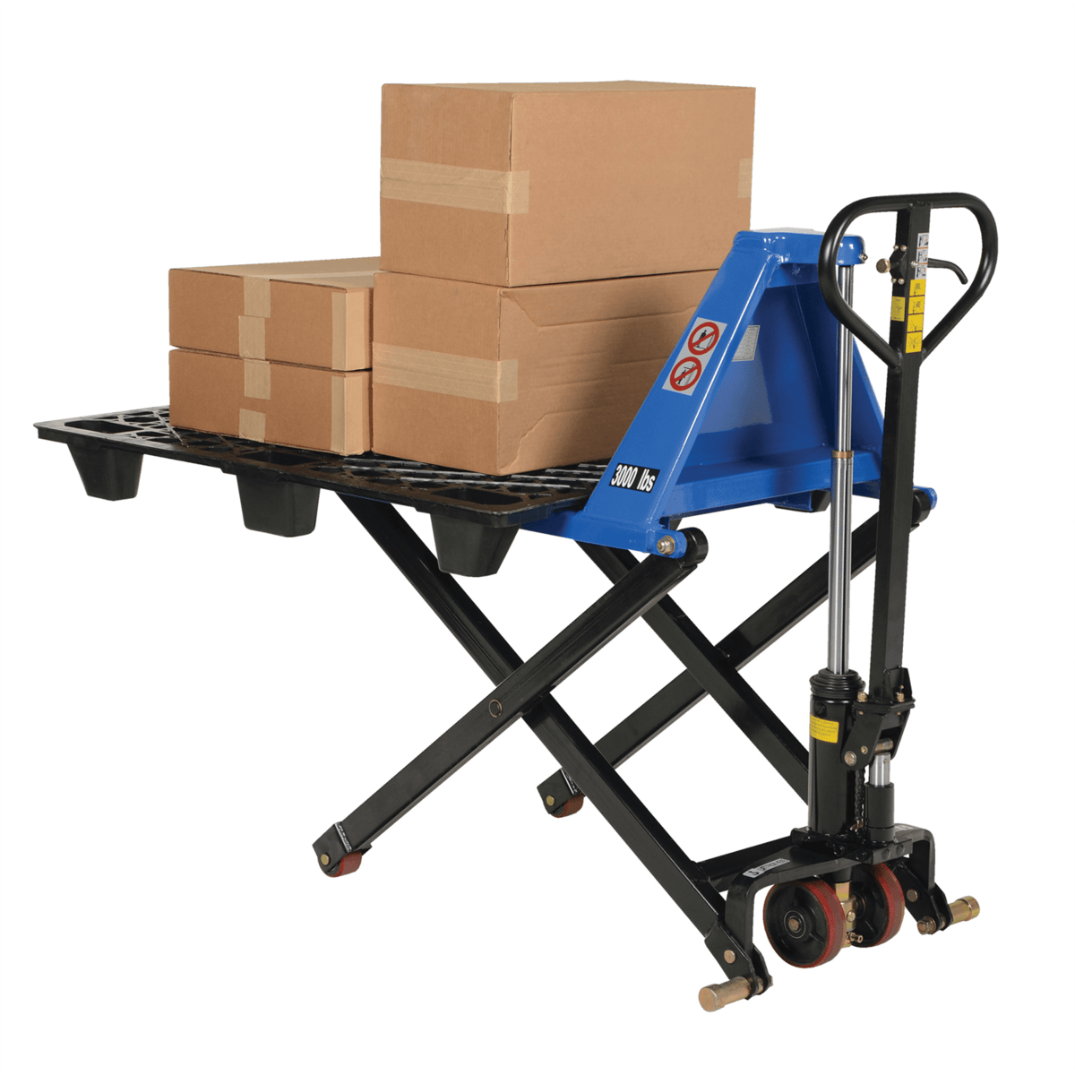 Vestil Steel Hand Pump Tote Lift 58 In. x 27 In. x 50 In. 3000 Lb. Capacity Blue L-270-HD
