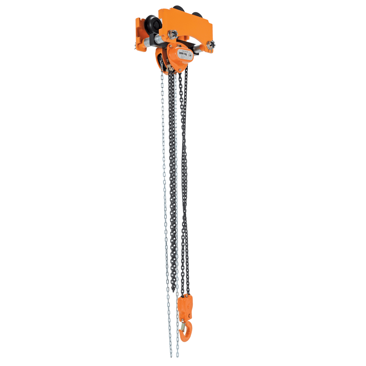 Vestil Steel Low Headroom Chain Hoist Push Trolley 17 In x 12-1/2 In x 15 In 6000 Lb. Orange LOW-6P