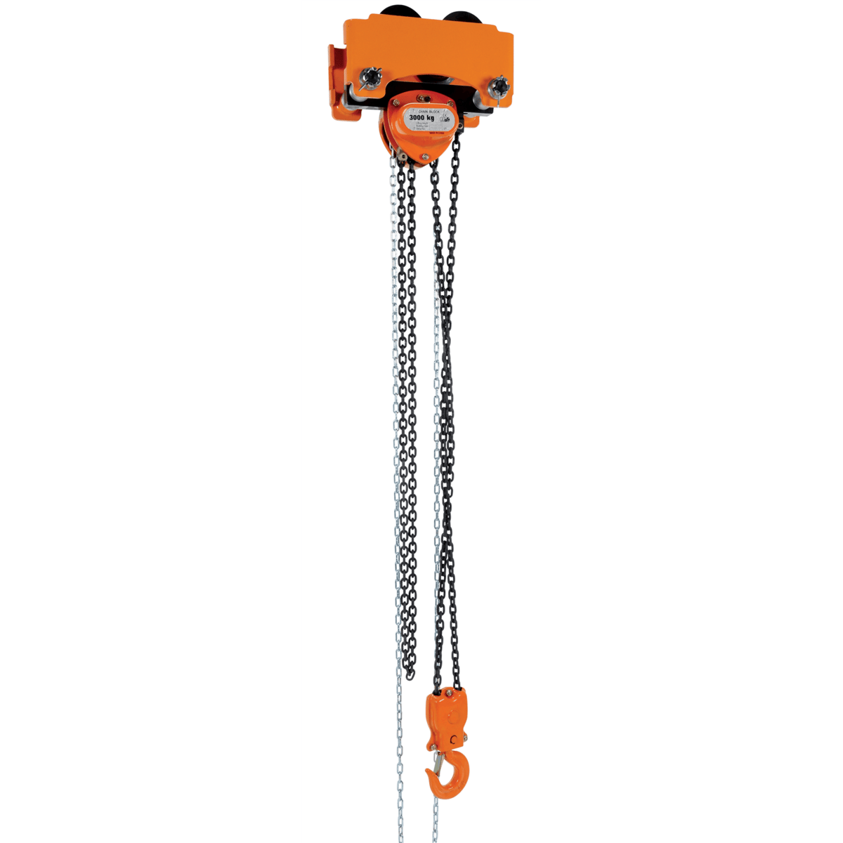 Vestil Steel Low Headroom Chain Hoist Push Trolley 17 In x 12-1/2 In x 15 In 6000 Lb. Orange LOW-6P