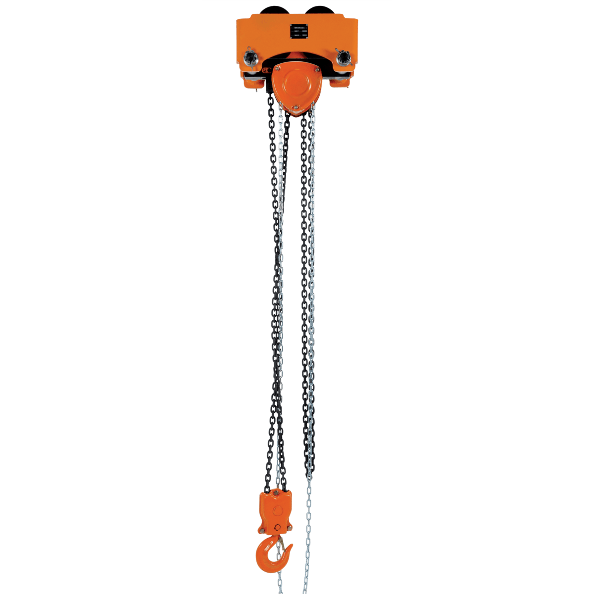 Vestil Steel Low Headroom Chain Hoist Push Trolley 17 In x 12-1/2 In x 15 In 6000 Lb. Orange LOW-6P