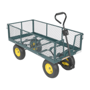 Vestil Steel Landscape Cart with Fold Down Side 53 In. x 24 In. x 26 In. 1000 Lb. Green LSC-2448-4SD