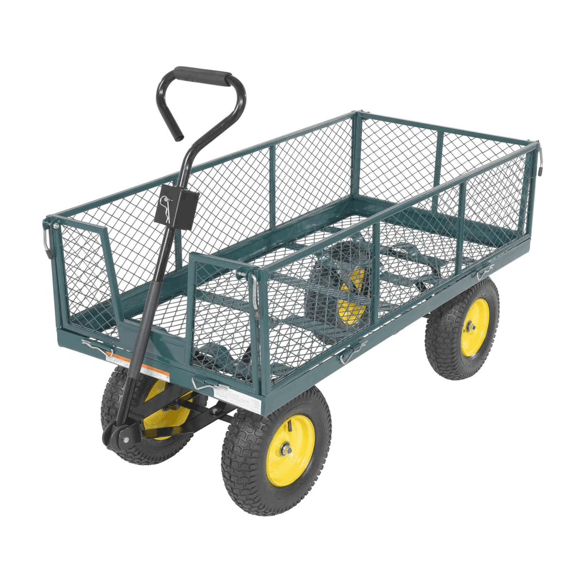 Vestil Steel Landscape Cart with Fold Down Side 53 In. x 24 In. x 26 In. 1000 Lb. Green LSC-2448-4SD