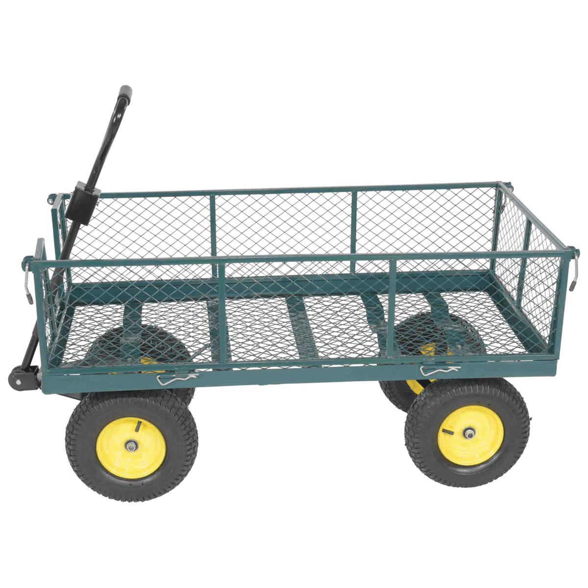 Vestil Steel Landscape Cart with Fold Down Side 53 In. x 24 In. x 26 In. 1000 Lb. Green LSC-2448-4SD
