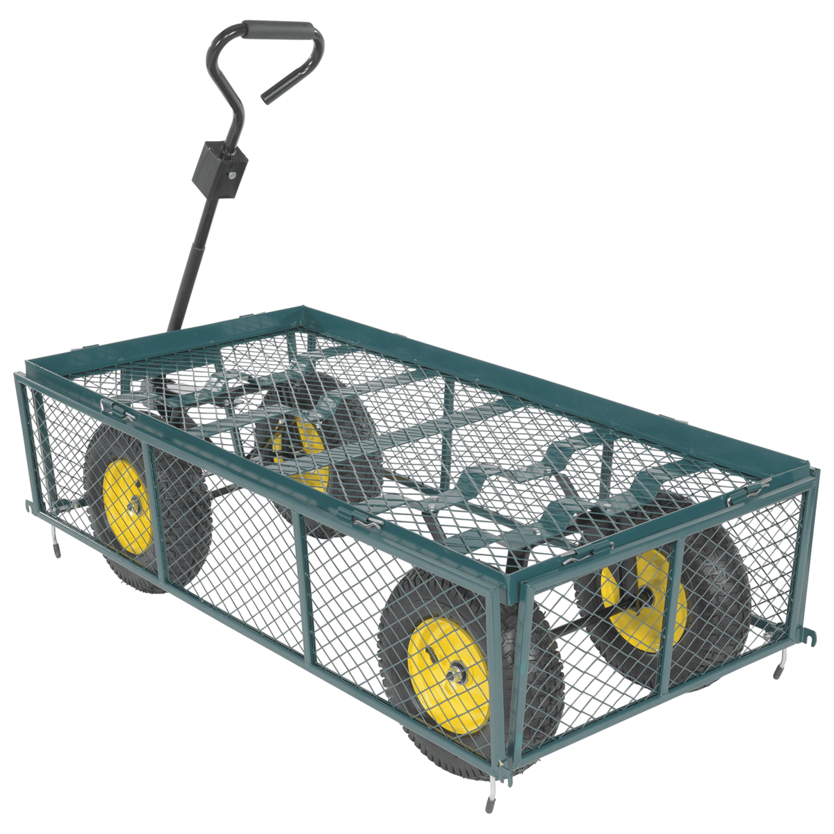 Vestil Steel Landscape Cart with Fold Down Side 53 In. x 24 In. x 26 In. 1000 Lb. Green LSC-2448-4SD