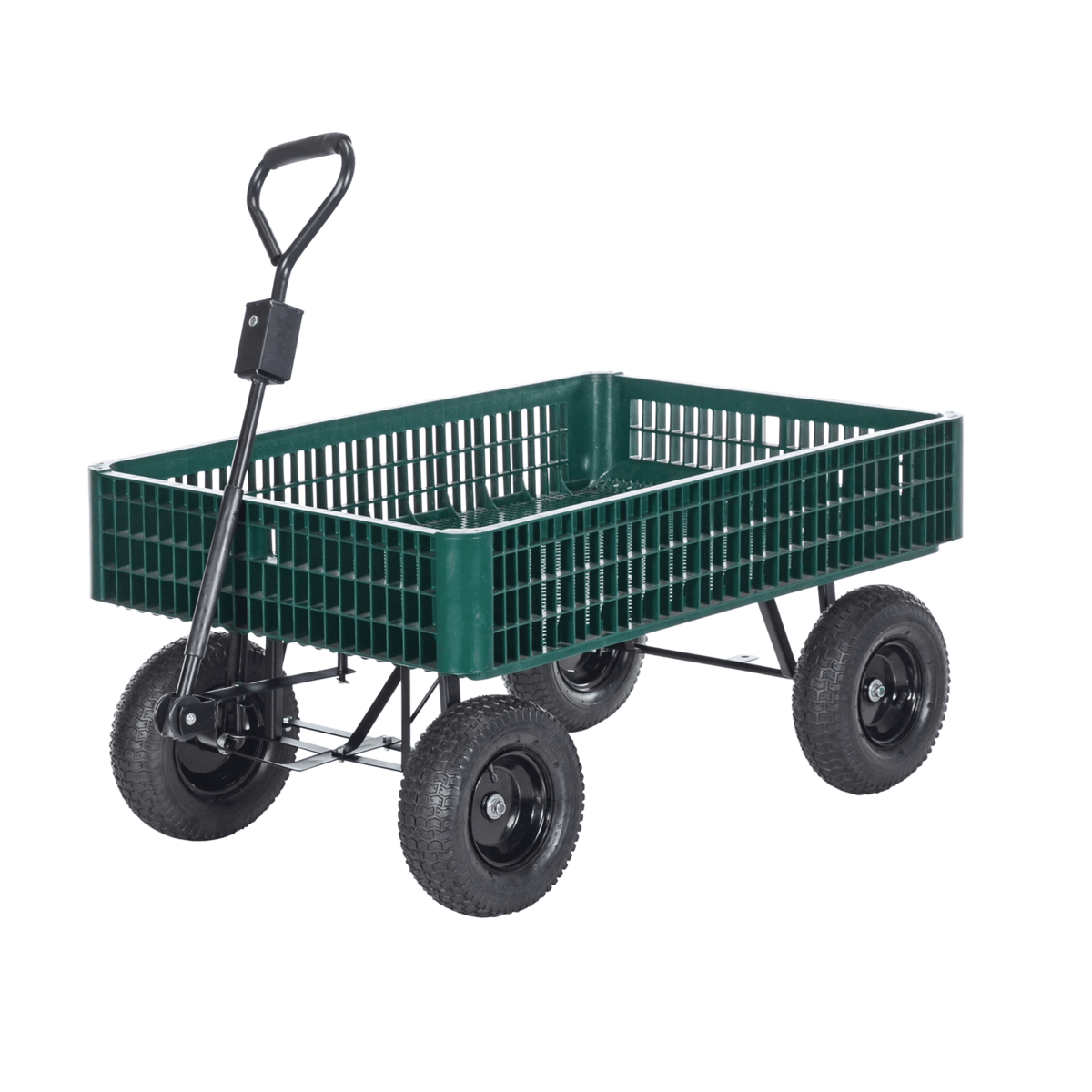 Vestil Steel Landscape Cart w/Plastic Crate 46-1/4In x 29-7/8In x 43-1/2In 1000Lb Green LSC-3052-PCW