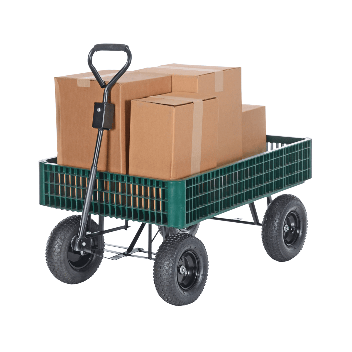 Vestil Steel Landscape Cart w/Plastic Crate 46-1/4In x 29-7/8In x 43-1/2In 1000Lb Green LSC-3052-PCW