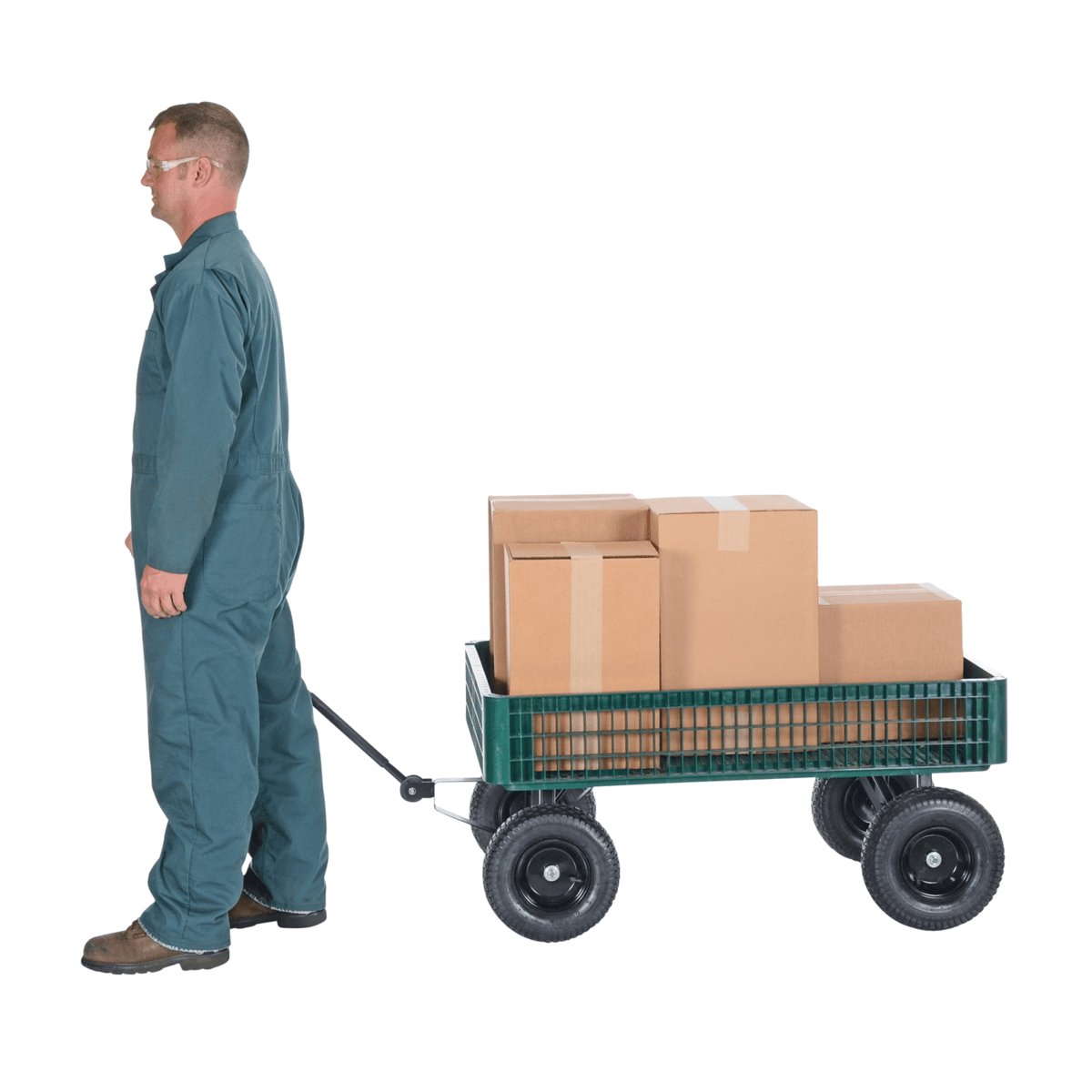 Vestil Steel Landscape Cart w/Plastic Crate 46-1/4In x 29-7/8In x 43-1/2In 1000Lb Green LSC-3052-PCW