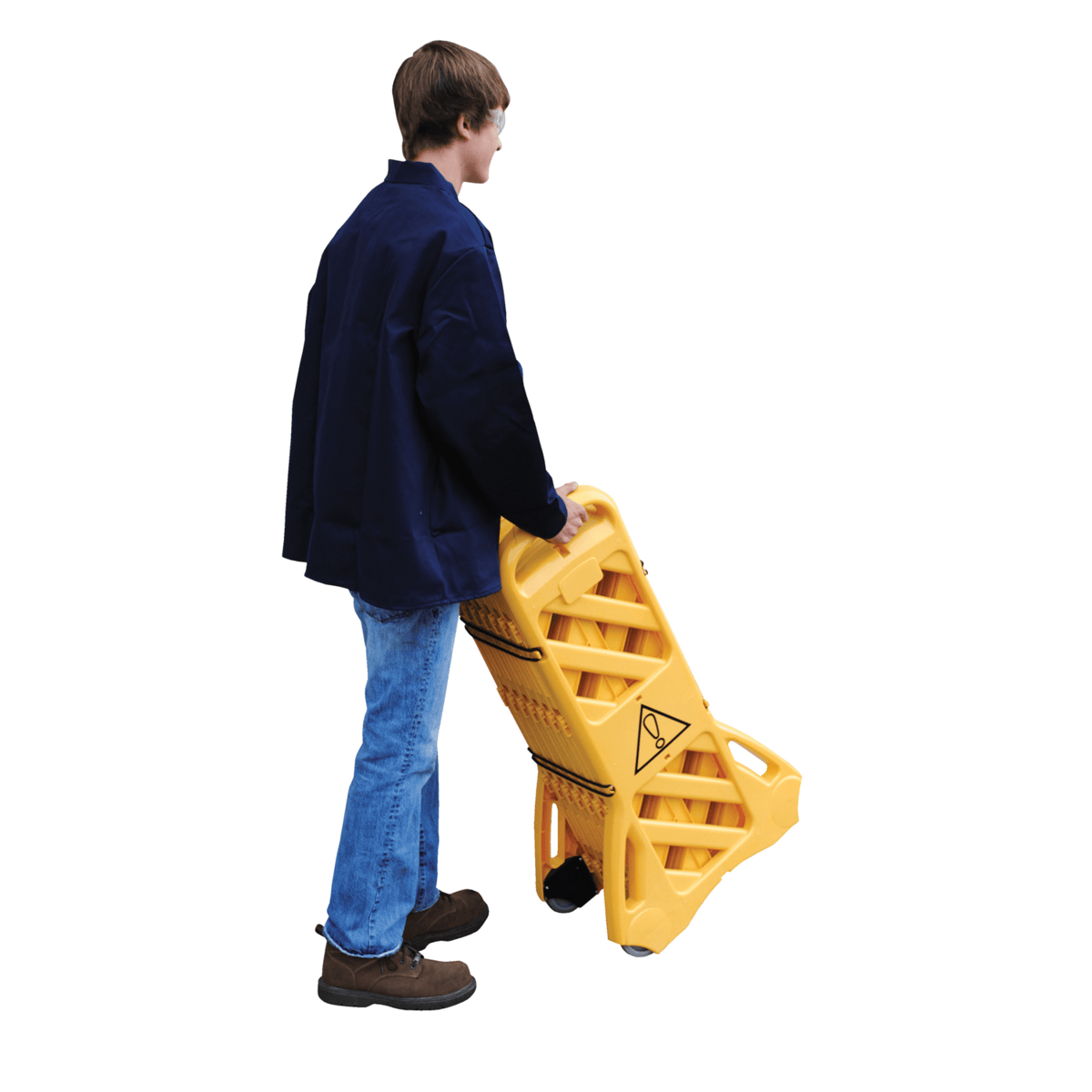 Vestil Plastic Mobile Safety Barrier 23 In. x 13 In. x 40 In. Yellow MSB-138