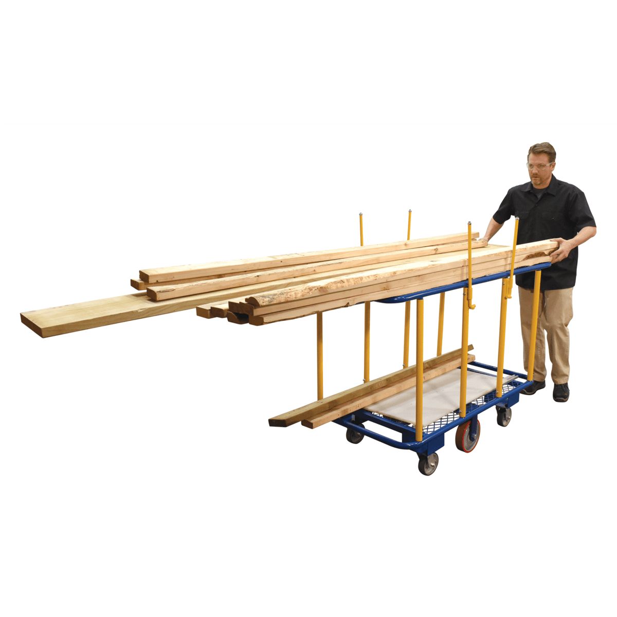 Vestil Steel Horizontal Panel Cart 63-1/2 In. x 32-1/16 In. x 51-3/8 In. 2000 Lb Blue/Yellow PANEL-H