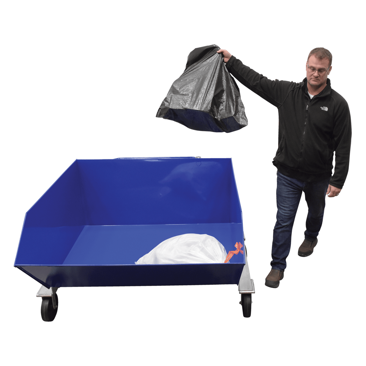 Vestil Steel Portable Hopper 1 Cubic Yard 2000 Lb. Capacity Blue P-HOP-1