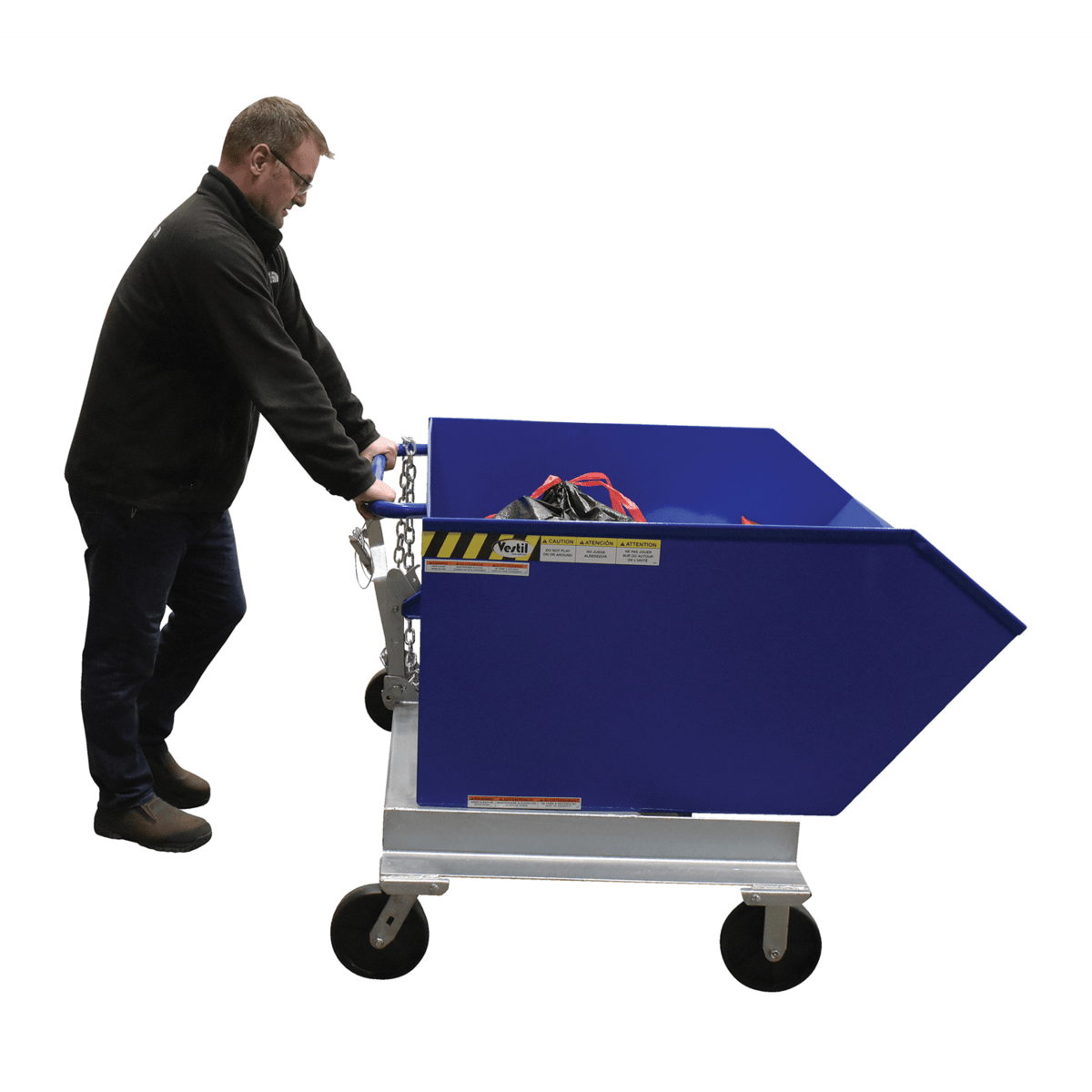 Vestil Steel Portable Hopper 1 Cubic Yard 2000 Lb. Capacity Blue P-HOP-1