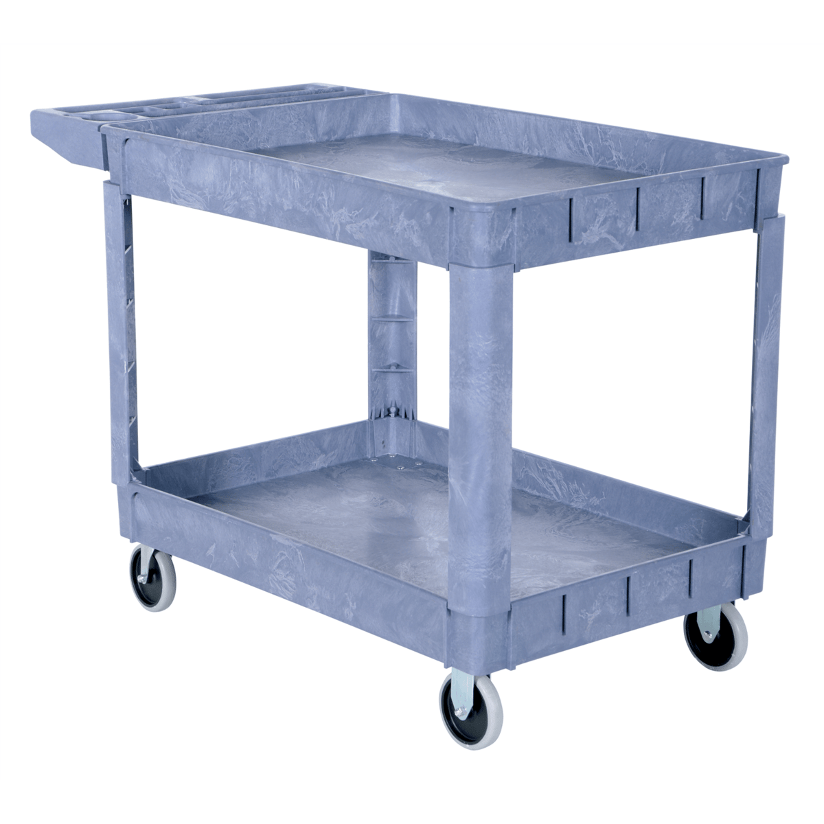 Vestil Plastic Utility Service Cart 2 Shelves 45 In x 25-1/2 In x 33-1/2 In 550 Lb. Gray PLSC-2-2436